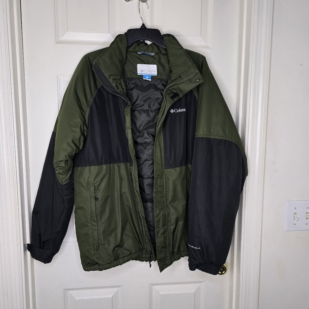 Green black zip front coat Columbia Mens L - Picture 15 of 16
